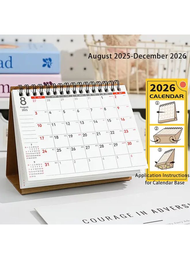 2026 Double Coil Flip Desk Calendar White 5 83 Inch Office Planner Memo Pad - Image 1